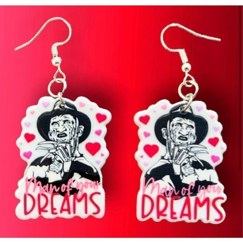 New Nightmare on Elm Street Freddy Krueger Man of Your Dreams Earrings Halloween